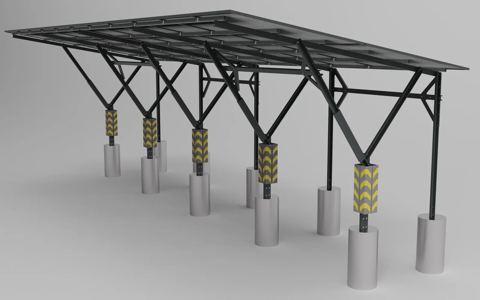 Навіс-паркінг CARPORT — сталевий каркас навісу для авто, 3D-рендер KeyShot